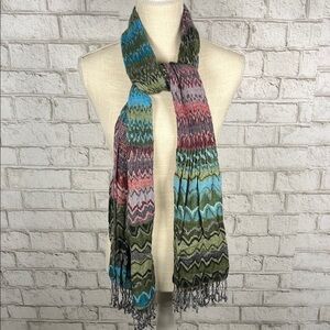 100% Pashmina Multicolor Pattern Scarf